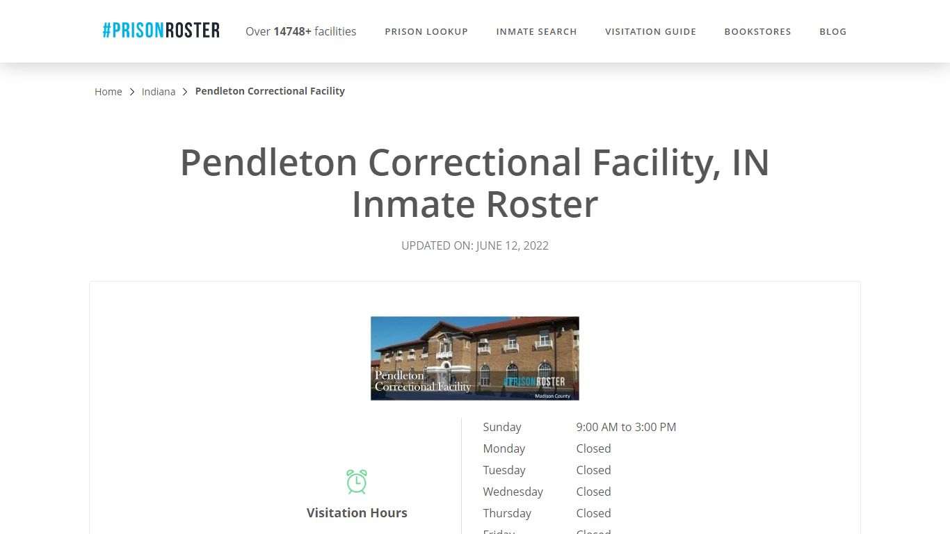 Pendleton Correctional Facility, IN Inmate Roster
