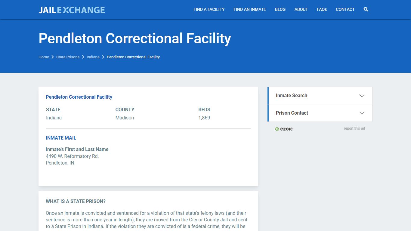 Pendleton Correctional Facility Prisoner Search ...