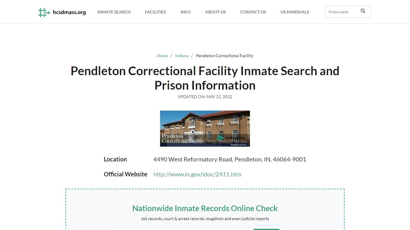 Pendleton Correctional Facility Inmate Search, Visitation ...