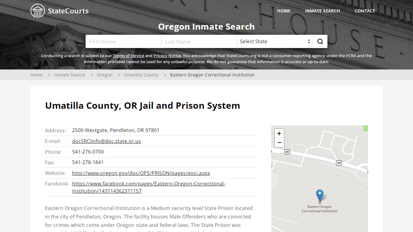 Eastern Oregon Correctional Institution Inmate Records ...