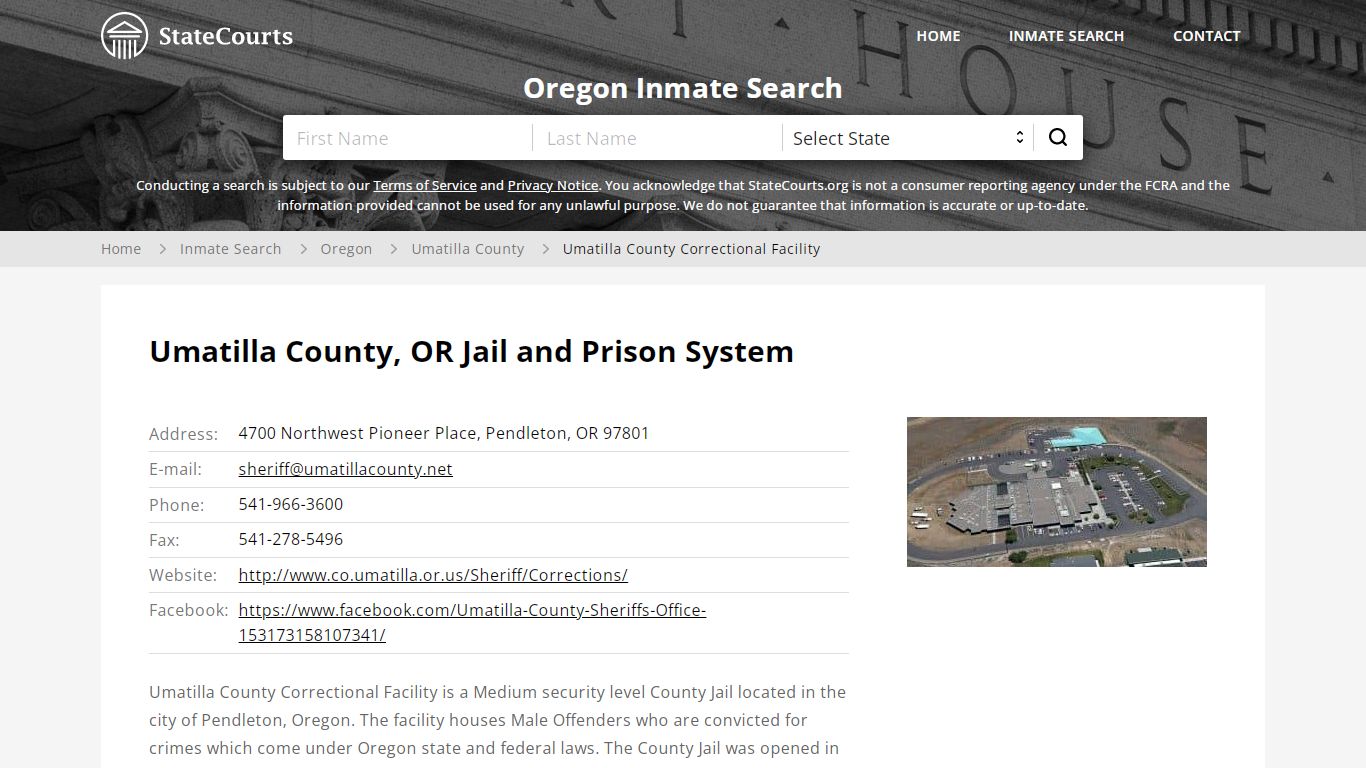 Umatilla County Correctional Facility Inmate Records ...